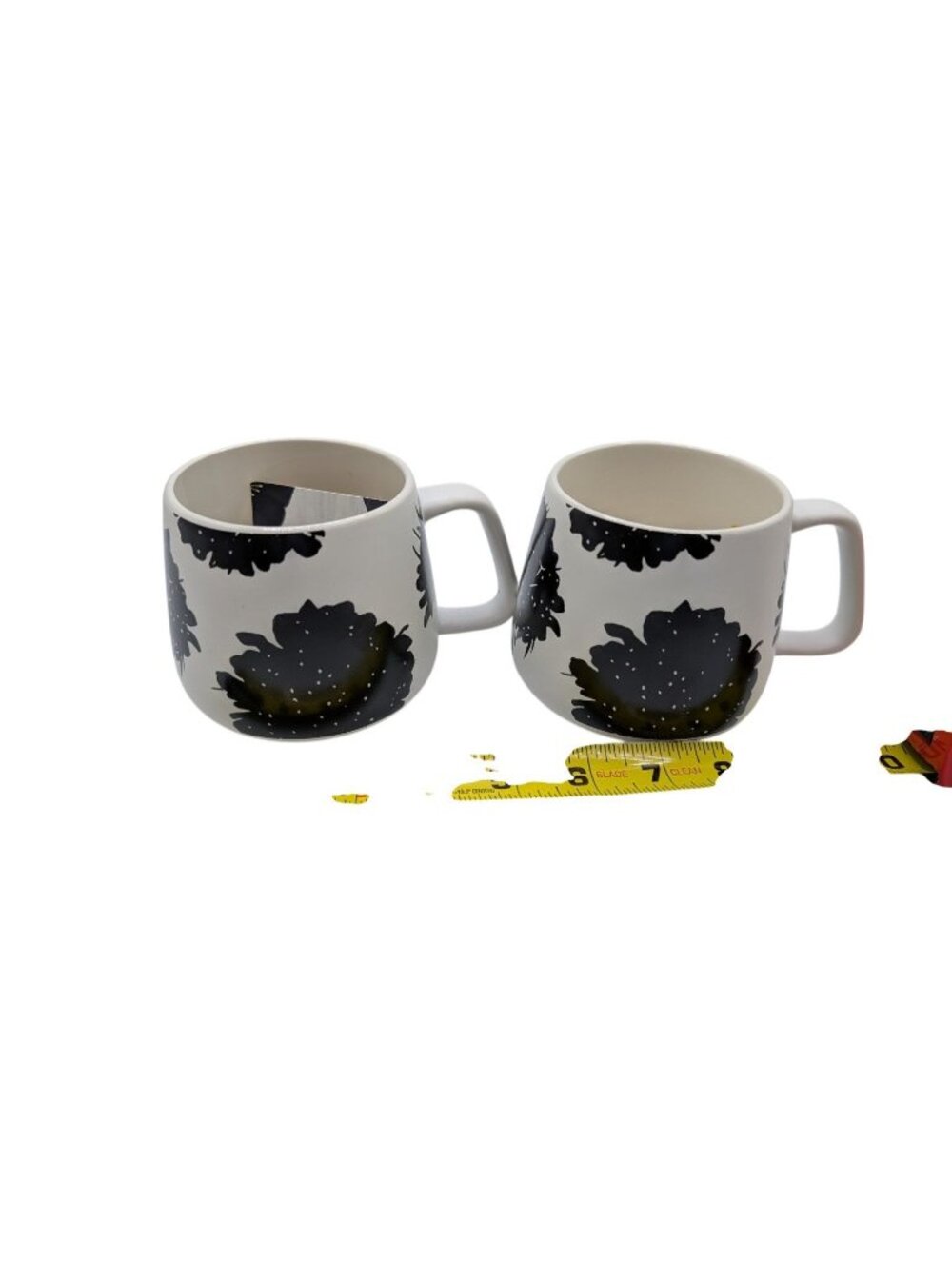 India & Purry Porcelain Coffee Mug Set With Black Scabiosa Floral Design - Picture 10 of 10